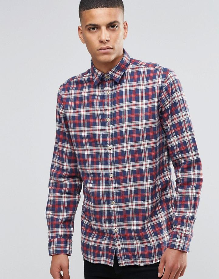 Selected Homme Check Flannel Shirt In Regular Fit - Red