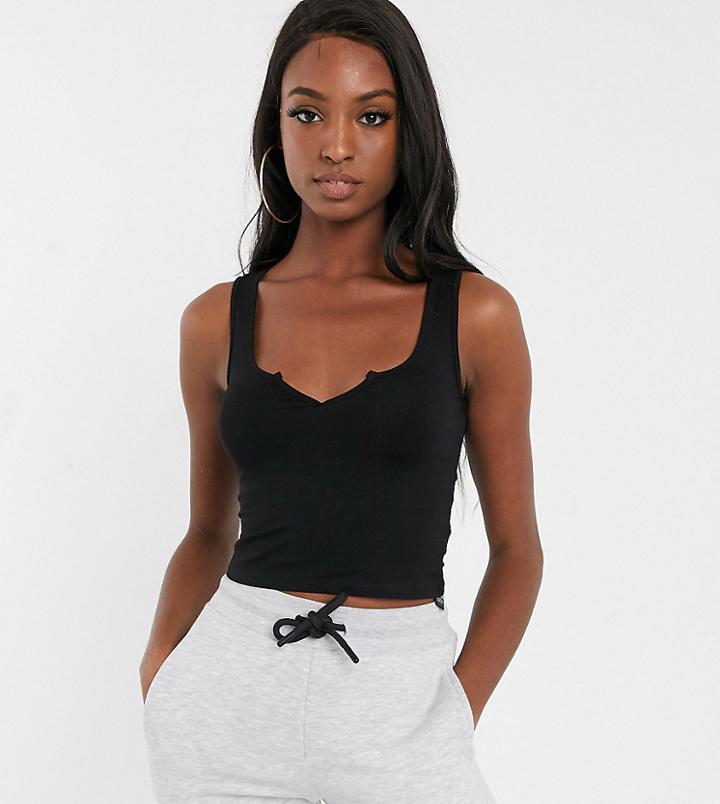 Asos Design Tall Notch Front Crop Tank In Black