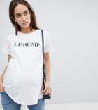 Asos Design Maternity T-shirt With L Bump Print - White