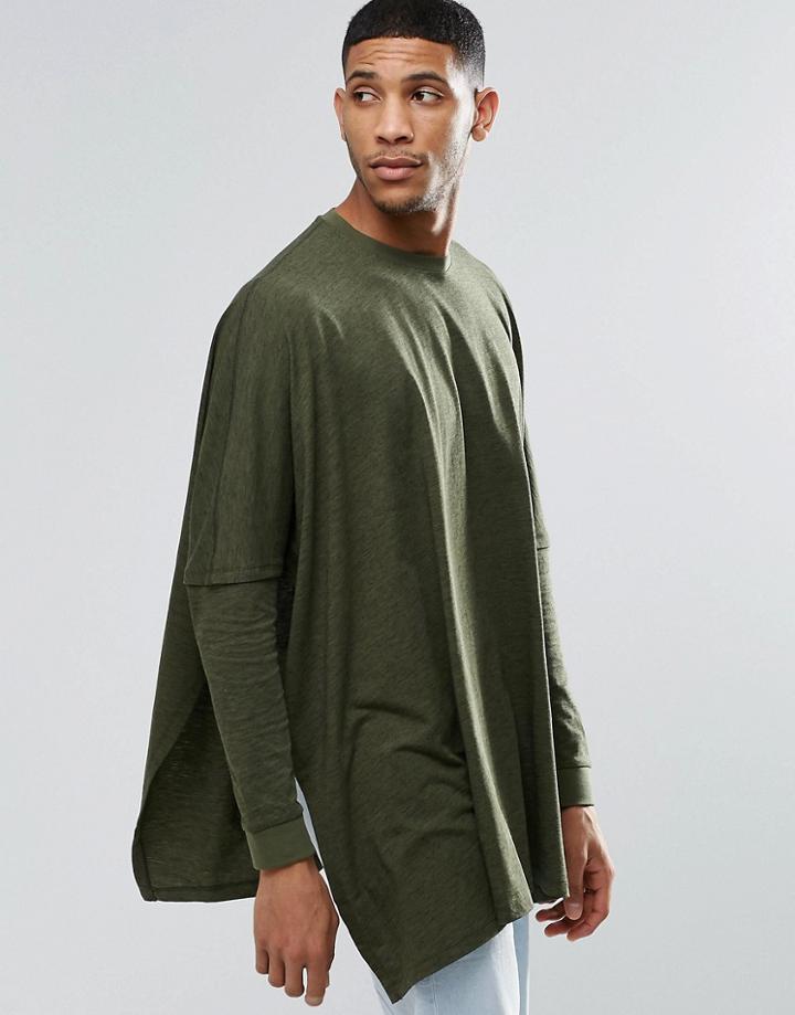 Asos Super Longline Oversized Poncho - Green