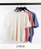 New Look 3 Pack T-shirts In Blue Multi