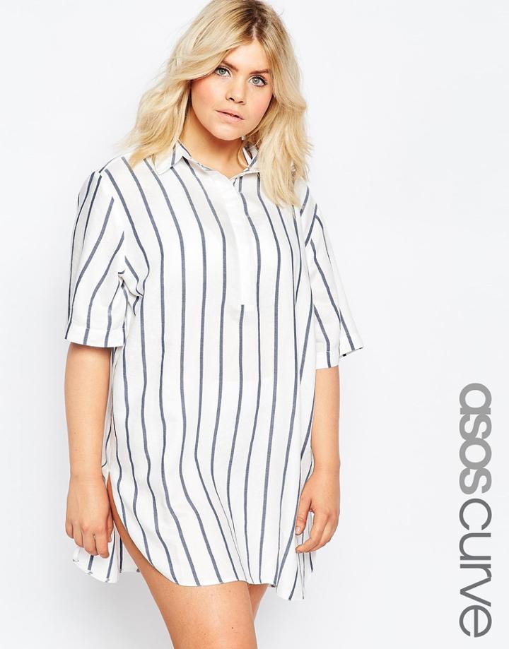 Asos Curve Beach Shirt In Stripe - Stripe