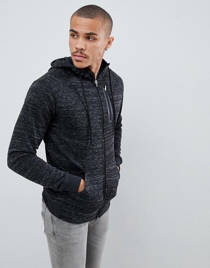 Only & Sons Zip-up Hoodie With Chest Pocket - Gray