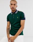 Polo Ralph Lauren Logo Taping Tipped Collar Pique Polo Classic Fit Player Logo In Green