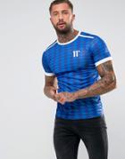 11 Degrees T-shirt In Blue With Diamond Print - Blue