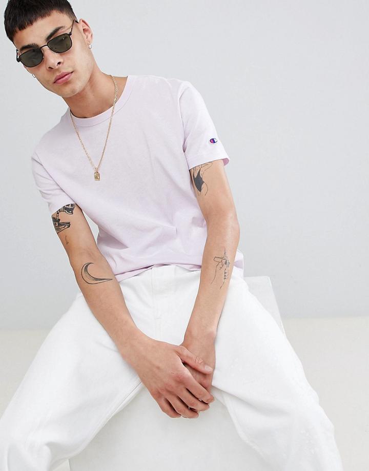 Champion T-shirt With Small Logo In Lilac - Purple