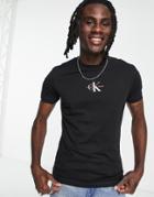 Calvin Klein Jeans Icon Monogram Logo Slim Fit T-shirt In Black