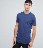 Asos Tall Longline T-shirt With Crew Neck - Navy