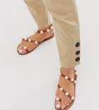 Asos Design Wide Fit Fare Leather Sandals-tan