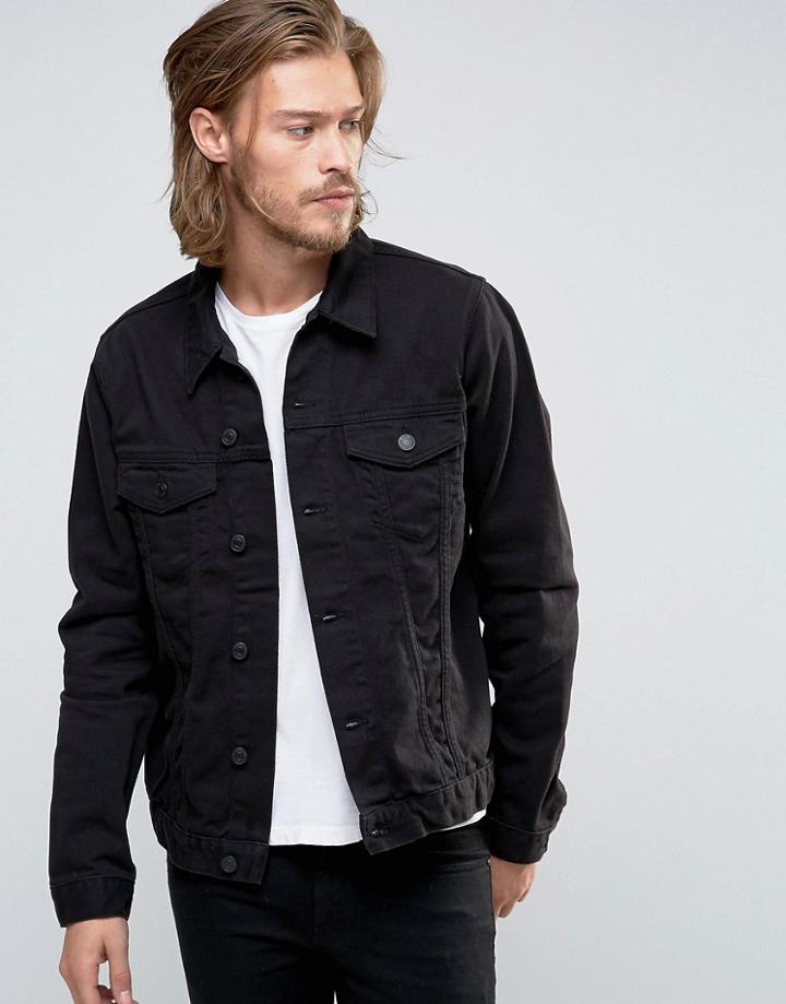 New Look Denim Jacket In Black - Black