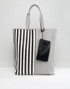 Asos Oversized Mono Striped Shopper Bag - Multi