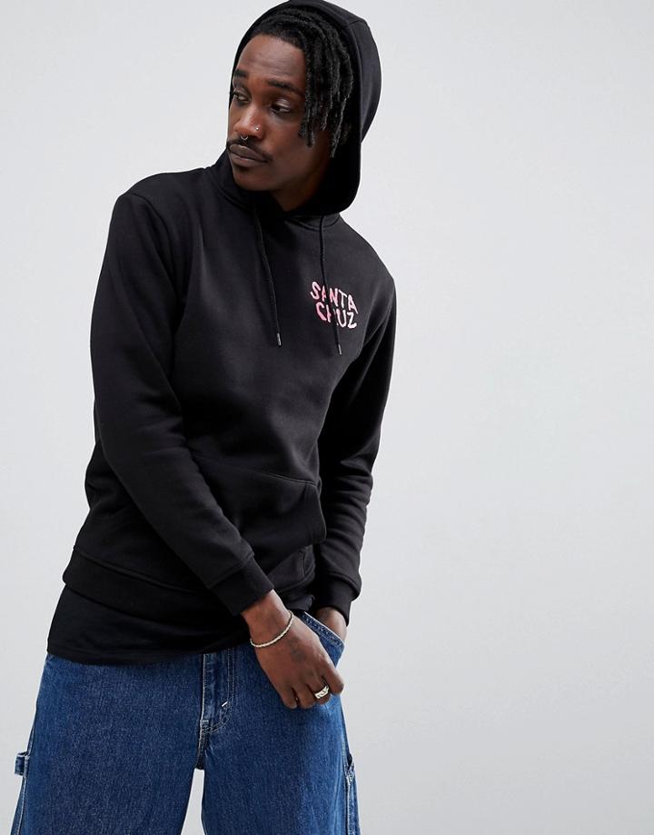 Santa Cruz Hoodie With Extinct Hand Back Print In Black - Black