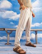 Asos Design Tapered Linen Mix Pants In Beige Stripe-neutral