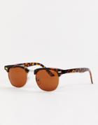 Asos Design Classic Retro Sunglasses-brown
