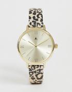 Asos Design Watch With Cheetah Print Strap And Gold Tone Case - Multi