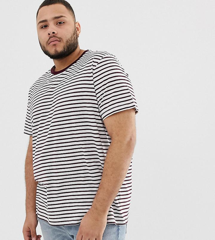 New Look Plus T-shirt In Burgundy Stripe - Red