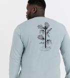 Asos Design Plus Long Sleeve T-shirt With Floral Line Drawing Back Print-gray