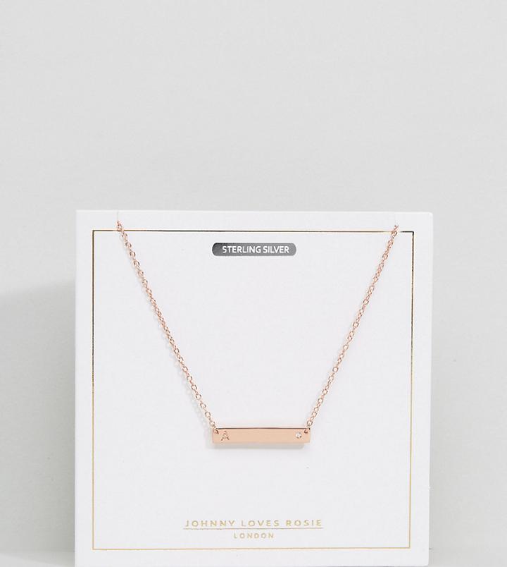 Johnny Loves Rosie Rose Gold Plated A Initial Bar Necklace - Gold
