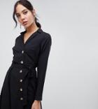 Asos Design Tall Mini Shirt Dress With Buttons - Black