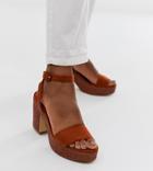 Mango Suede Platform Sandals In Orange