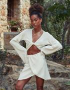4th & Reckless X Amaka Hamelijnck Coast Fine Sheer Knit Wrap Top In White - Part Of A Set