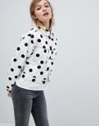 Asos Denim Jacket In Polka Dot Print - White