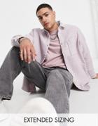 Asos Design Super Oversized Wool Shirt In Lilac Plaid-purple