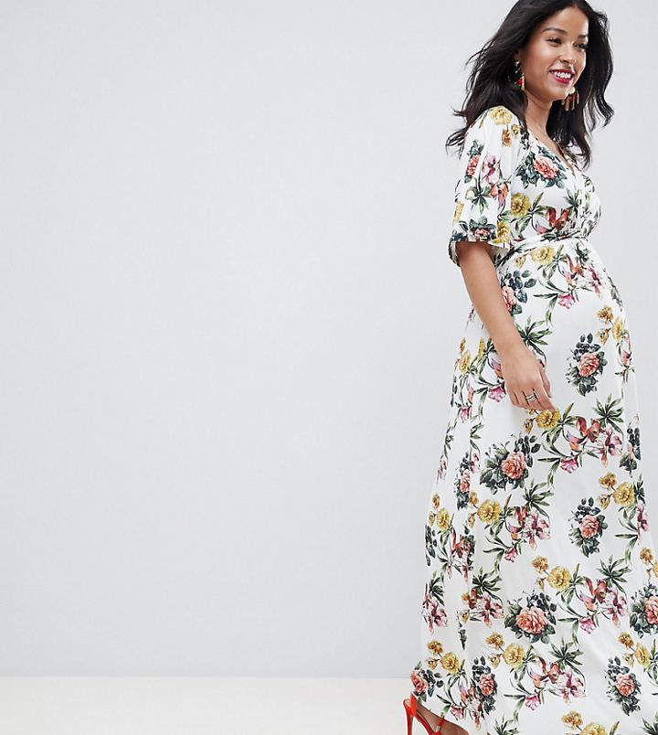 Asos Design Maternity Slinky Occasion Floral Maxi Dress - Multi
