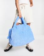 Topshop Oversized Towelling Tote-blue