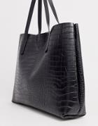 Claudia Canova Croc Tote Bag In Black