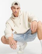Asos Design Oversized Clean Scuba Hoodie In Beige With Roman Numerals-neutral