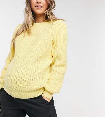 Pieces Maternity Knitted Sweater In Yellow