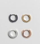 Asos Hinge Hoop Earring Pack In Mixed Plating - Multi