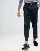 Asos Tapered Smart Pants In Blackwatch Plaid - Navy