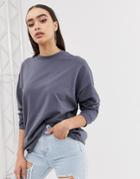 Asos Design Oversized Slouchy Lightweight Sweatshirt In Gray - Gray