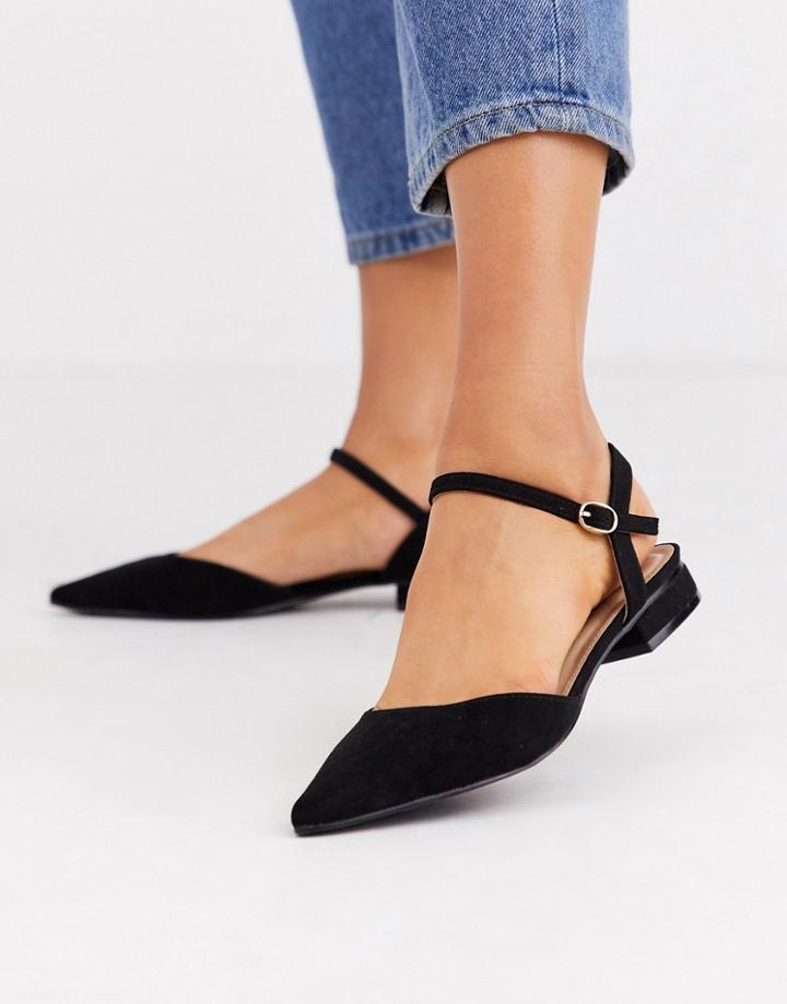 Raid Myla Black Ankle Strap Flat Shoes