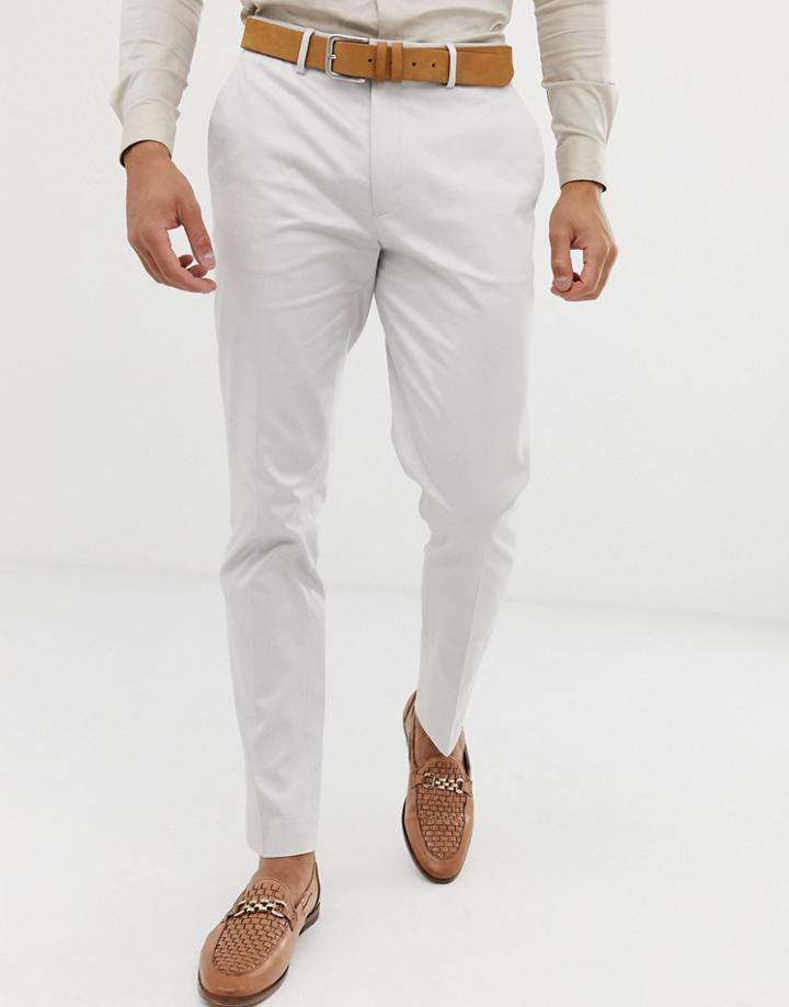 Asos Design Wedding Skinny Suit Pants In Stretch Cotton In Ice Gray