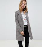 New Look Petite Tailored Coat In Check - Brown
