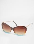 Jeepers Peepers Retro Sunglasses - Brown Blue Fade
