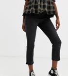 Urban Bliss Maternity High Waist Kick Flare Jeans In Midwash Blue-black