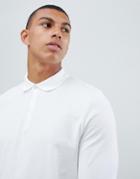 Asos Design Long Sleeve Jersey Polo In White - White