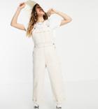 Reclaimed Vintage Inspired Full Length Overalls In Ecru-white