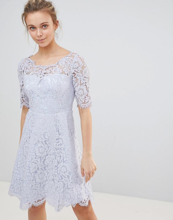 Glamorous Lace Skater Dress-blue