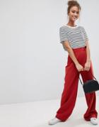 Asos The Wide Leg Pants With Pleat Detail - Brown
