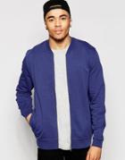 Asos Jersey Bomber Jacket In Blue - Pitch Blue