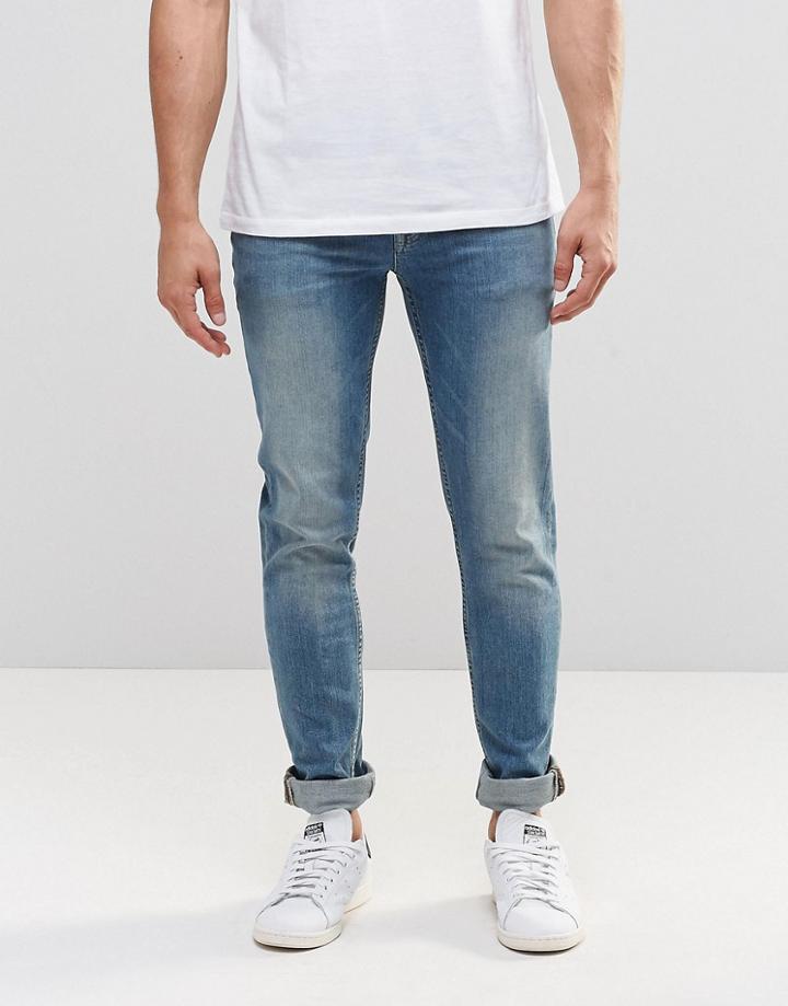Asos Skinny Jeans In 12.5oz In Light Blue Wash - Light Blue