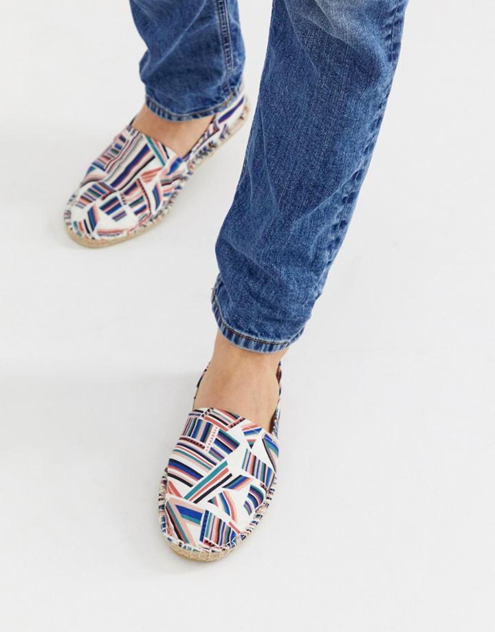 Asos Design Espadrilles All Over Geo Print-white