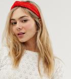 My Accessories London Exclusive Red Plisse Knotted Headband