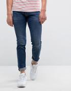 Love Moschino Jeans With Peace Badge In Slim Fit - Blue