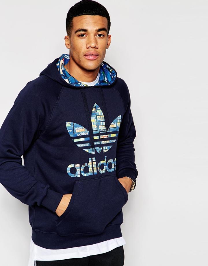 Adidas Originals Hoodie With Shoebox Trefoil Aj6968 - Blue